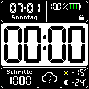 Digital Groß Schwarz Oben-Unten Schritte Datum Wetter