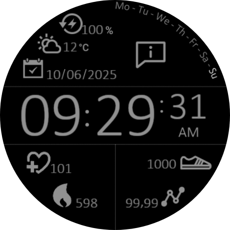 Simple and Informative 1.0 / 12 & 24h am pm / without AOD