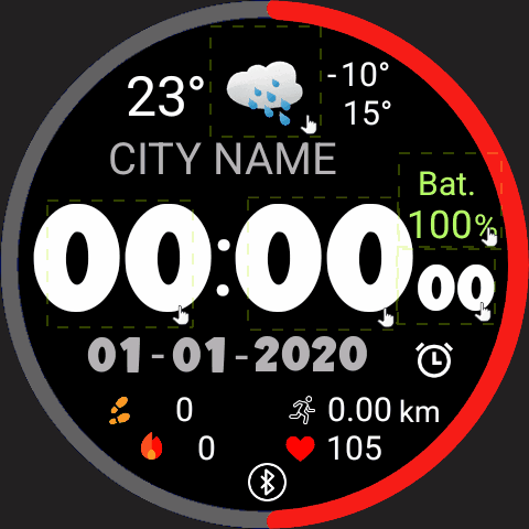 2 circles - red on gray