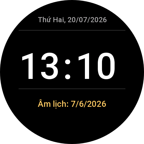 Lunar calendar digital watch face