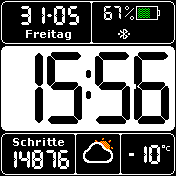 Digital Groß Schwarz O & U Aktuelle Wetteranzeige Deutsch