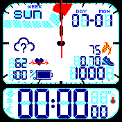 Digital + Analog 24hr Segmented LCD hands(seconds, temp, steps, miles,heart, weather, calo...)