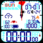 Digital + Analog 24hr added day, night temp_creator by TMV(seconds, temp, steps, miles, heart, battery, date, weekdays, calo, weather)