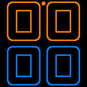 Huge Rounded Hollow Numbers Orange L't Blue