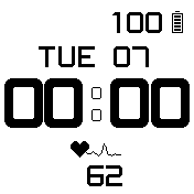 B/W Simple Basic Heart Rate inverted - 12 hour without AM/PM lettering