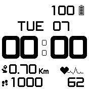 B/W Simple Basic Heart Rate and steps/distance inverted - 12 hour without AM/PM lettering
