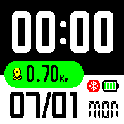Well legible black and white watch face - green marked steps