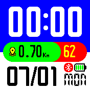 Well legible black and white watch face - green marked steps v.2--Heart rate added