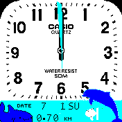 Casio Analog Blue Water with Fish Battery Effect