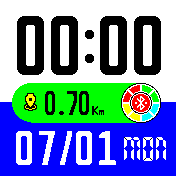 Well legible blue and white watch face - green marked steps v.2