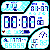 LCD Casio style with seconds, heartbeat and weather
