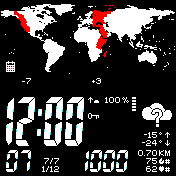 World Map with Scrolling Timezones (Black Large Numbers - Apr to Sep - International Version)