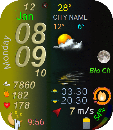 weather with 6 color backgrounds