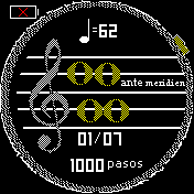 Musical con corona y hora en dorado