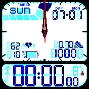 Digital + Analog 24hr (seconds, temp, steps, miles,heart,battery,date,weekdays)