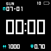 Simple blue with date, time, distance (km), steps, battery