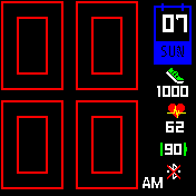 Red outline cubic watch 12 hours