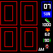 Red outline cubic watch 12 hours