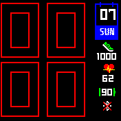 Cubic clock with outline font (24 hours)