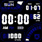 blue and white digital clock