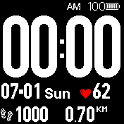 Big time 12h with readable date HR and steps