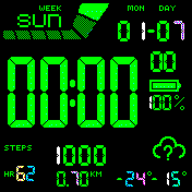 LCD mono Casio style with seconds RAINBOW (edited)