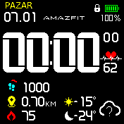 Çizgili Fontlu Amazfit yazılı Hepsi Birarada Siyah Turkce