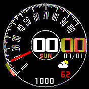 Ford Mustang Shelby GT500 speedometer gauge orange