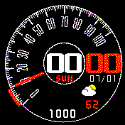Ford Mustang Shelby GT500 speedometer gauge cyane red