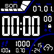 LCD mono Casio style black white blue GERMAN