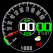 Mustang speedometer gauge 12/24h bgreen