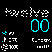 Pebble CyanV2+Steps+HR+Dist+Battery+Weather