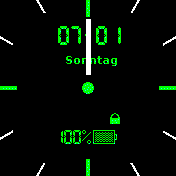 Analog Schwarz-Grün Datum Wochentag Akku Status