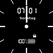 Analog Schwarz-Weiß Datum Wochentag Akkustand Status