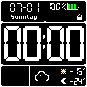 Digital Groß Schwarz Datum Akku Wetter