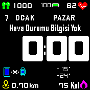 Büyük Saatli Yazılı Hava Durumlu Siyah Turkce