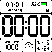 Digital Groß Weiß, Schritte, Datum, Wetter