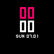 default black "reduced" 24h with redish-pink hours