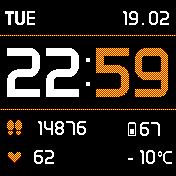 White - Orange Digital Simple (Short Weekdays)