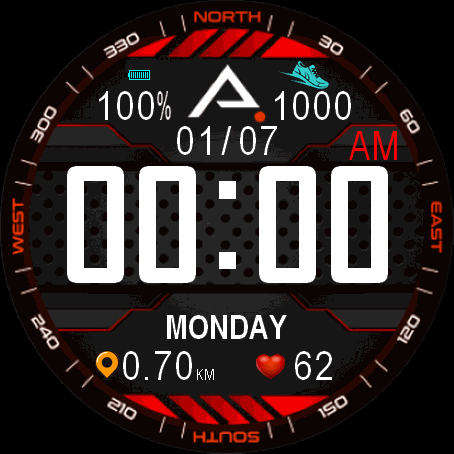 Black Red English Version V3 12h/24h