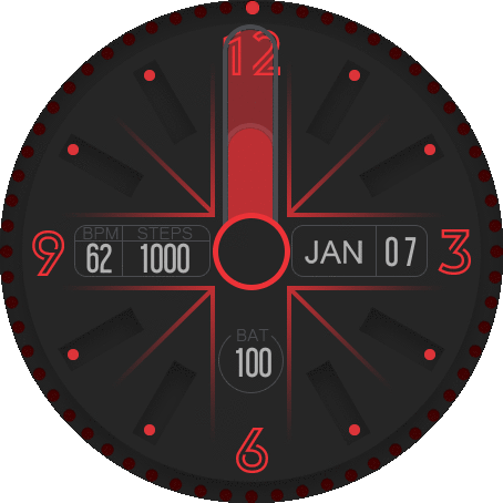 Red&Darkgray analog dial