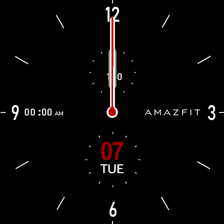 GTR  2  Style - Analog (Date, Day, AMAZFIT LOGO, Digital clock, Battery) - BLACK -  V7
