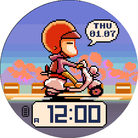 Vespa run animation sunset mode