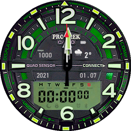 Casio Pro Trek luminescence green -mod version- eng- GTR47mm