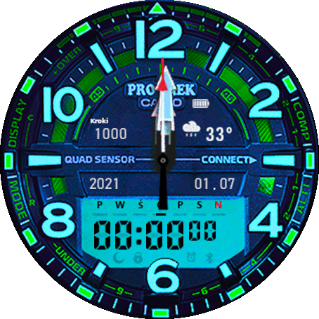 Casio Pro Trek newBLUE-GREEN -mod version- POLAND for GTR 47mm