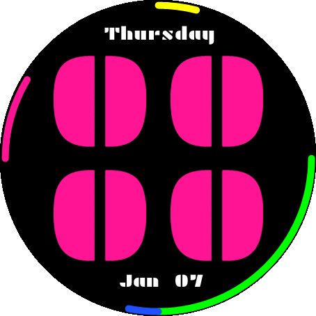 Full Neon Color with Date & Days