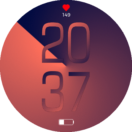 Sunset with battery and heart rate