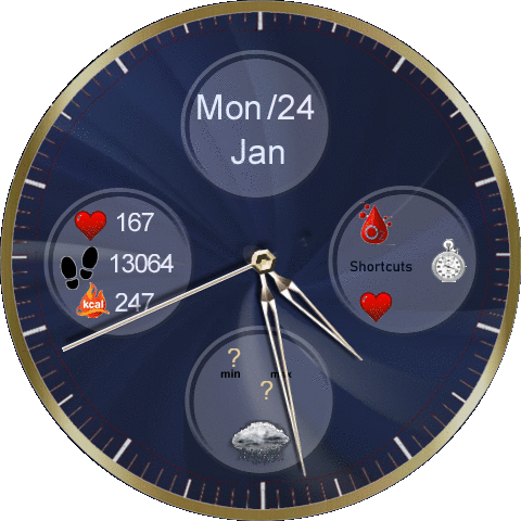 Blue Watch with shortcuts