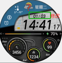 中文版 bluesky，温度、星期、月日、步数、心率、电量，为英文版修改版，仅供内部交流，如有侵权，联系修改。