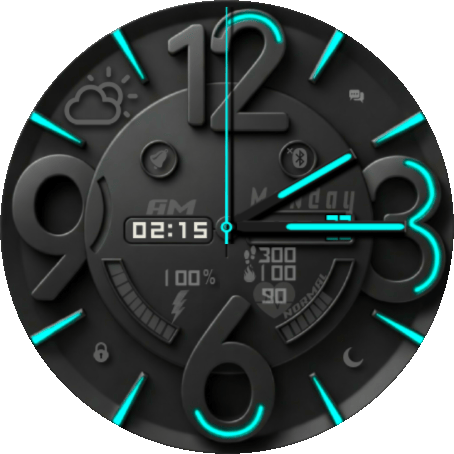 3d realistic watch face cyan